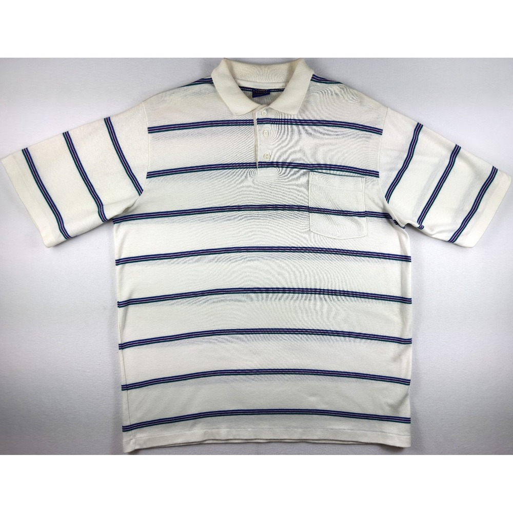 Vintage Pendleton Country Traditions Polo Shirt Mens L Striped USA Cotton Pocket